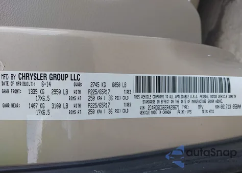 2014 Dodge Grand Caravan Sxt из США, поврежденный, VIN 2C4RDGCG6ER429671